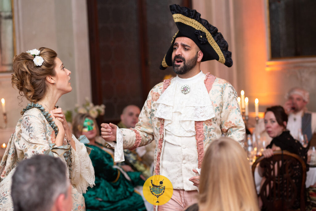 Party Venice. Carnival opera singing.