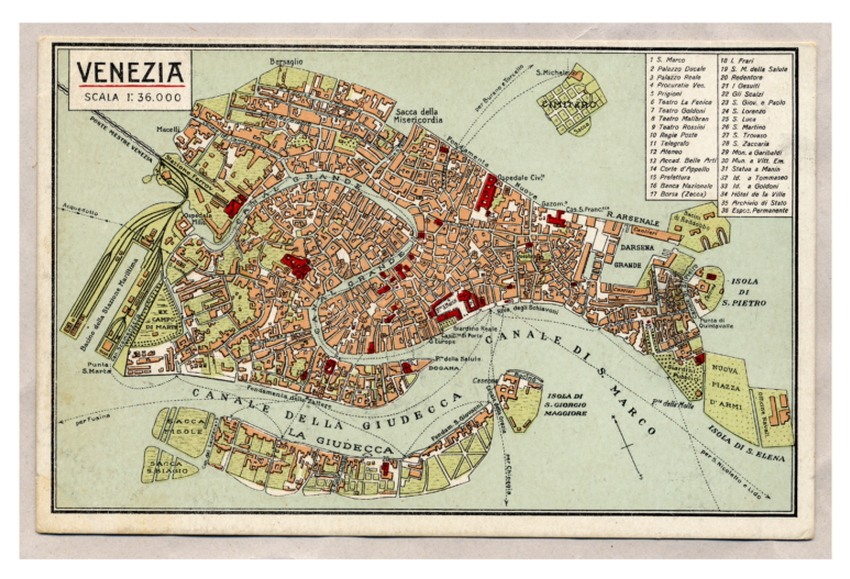 Una carta di Venezia, centro storico