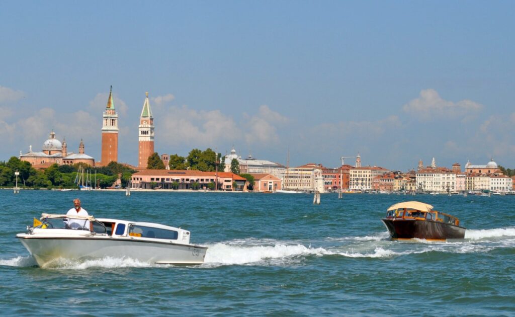 View of water taxi in Venice