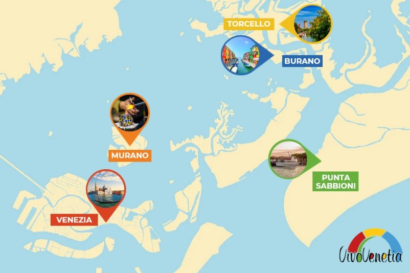 VivoVenetia map - Venice lagoon islands tour from Punta Sabbioni